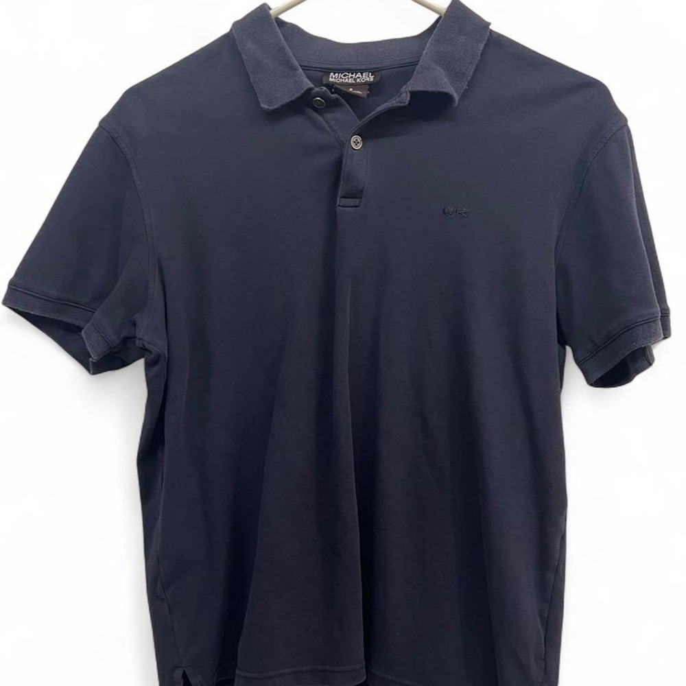 Michael Kors Mens Navy Blue Short Sleeve Cotton Polo Shirt Small MK Logo